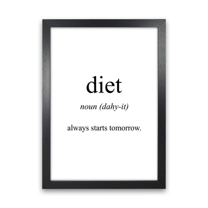 Diet Meaning  Art Print by Pixy Paper Black Grain