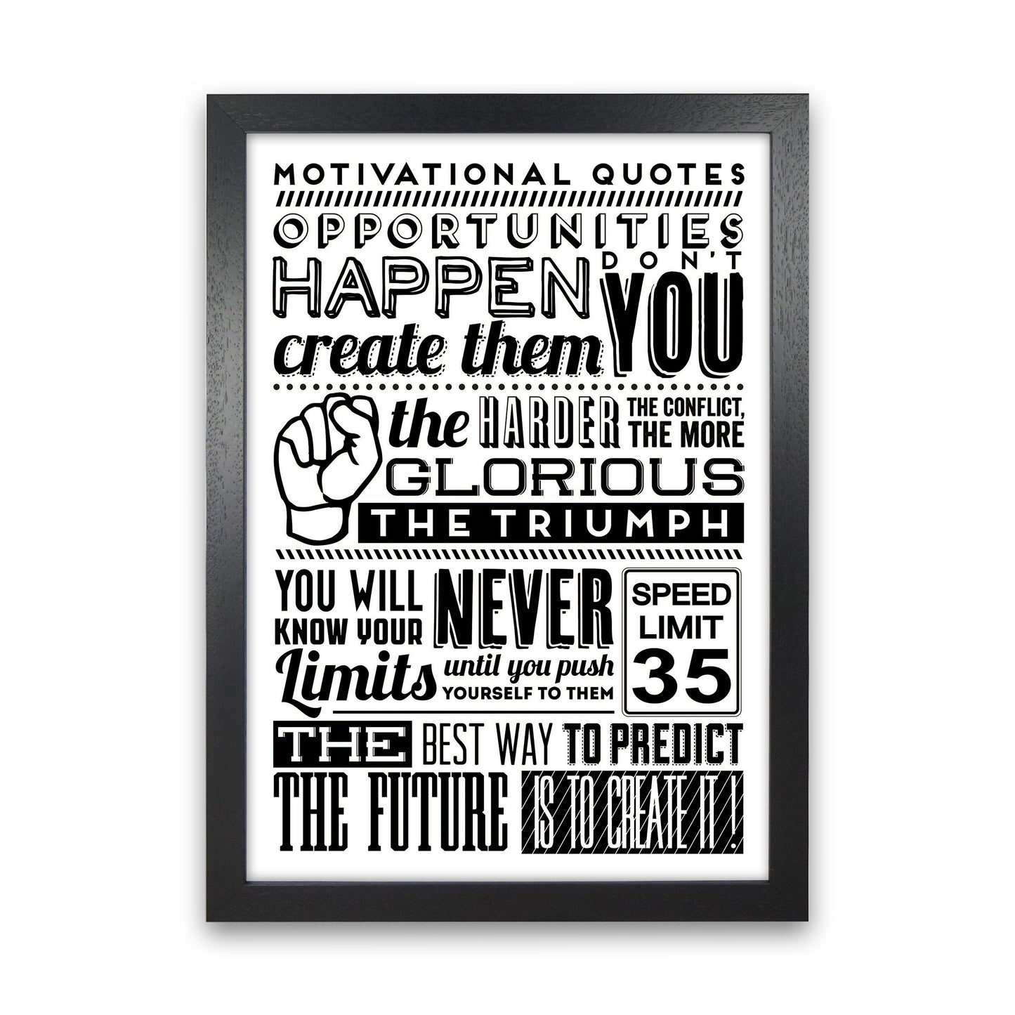 Opportunities Happen Vintage  Art Print by Pixy Paper Black Grain
