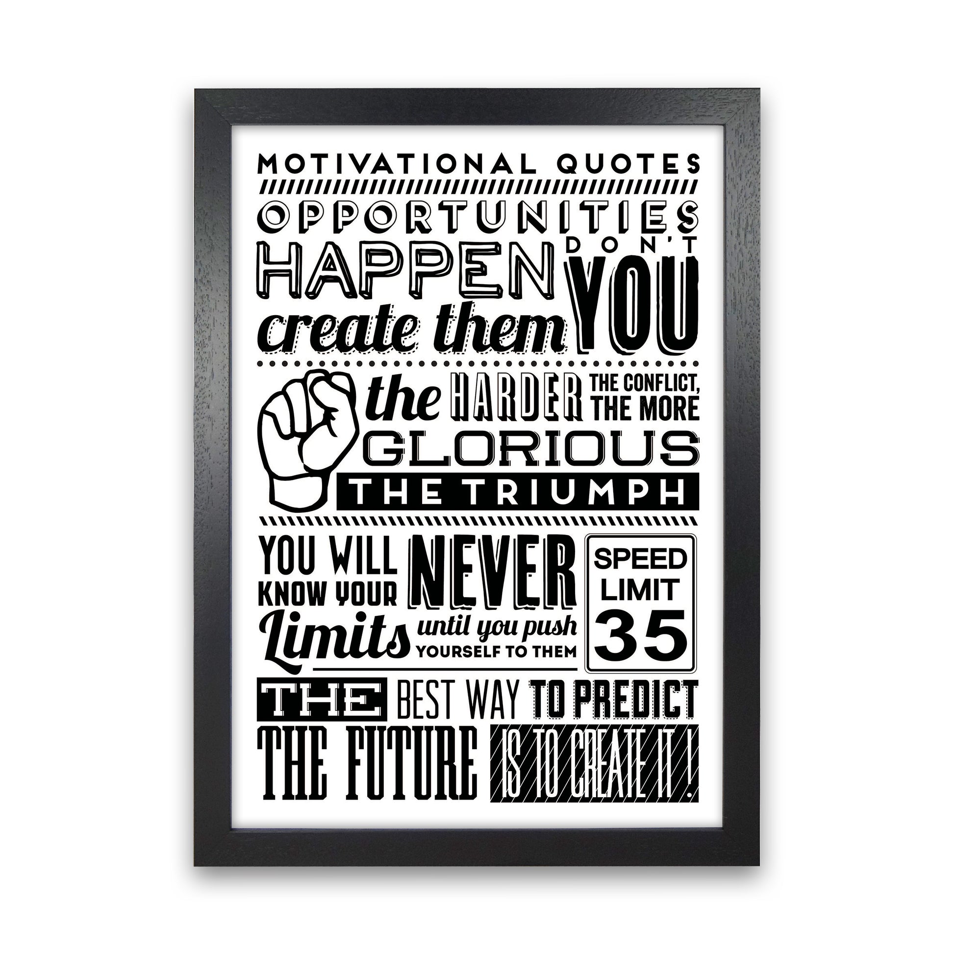 Opportunities Happen Vintage  Art Print by Pixy Paper Black Grain