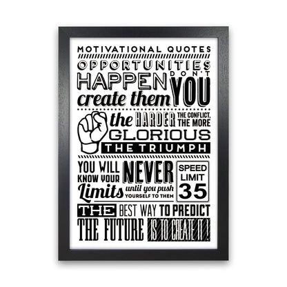 Opportunities Happen Vintage  Art Print by Pixy Paper Black Grain