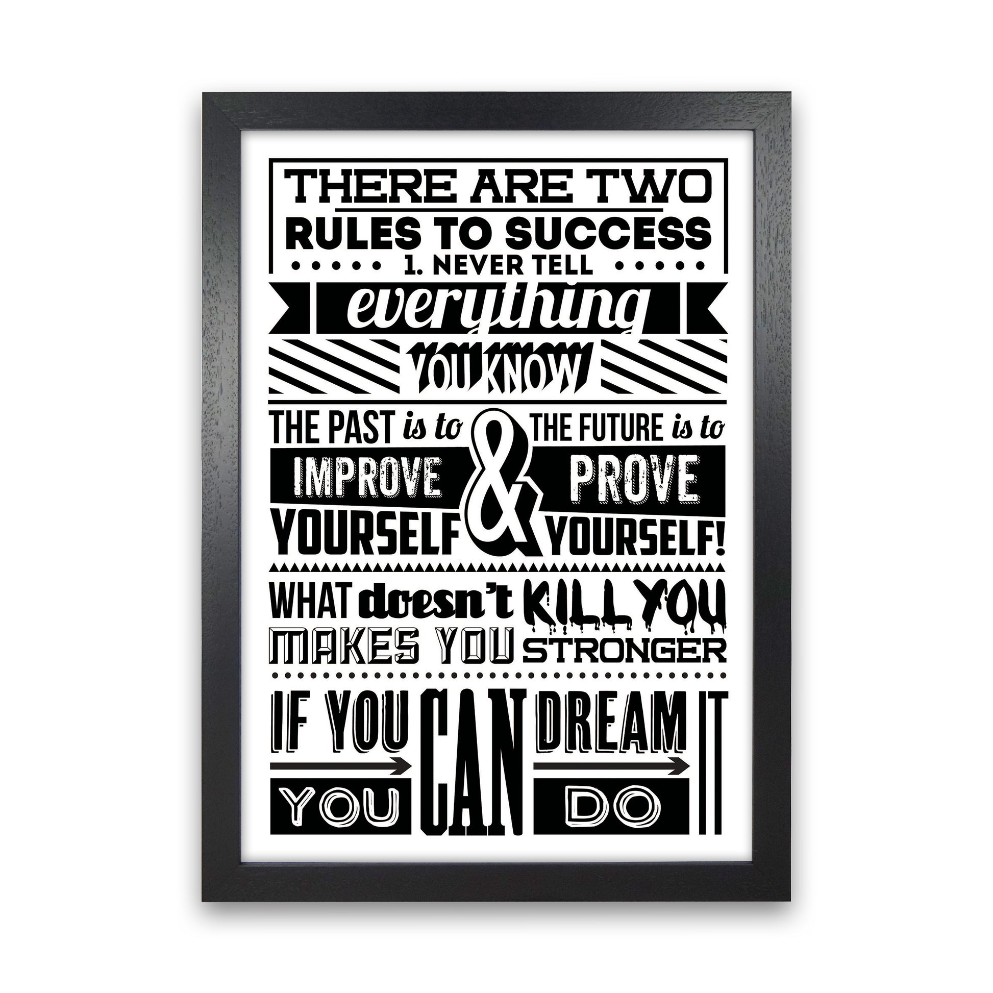 Rules To Success Vintage  Art Print by Pixy Paper Black Grain