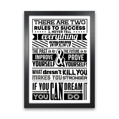 Rules To Success Vintage  Art Print by Pixy Paper Black Grain