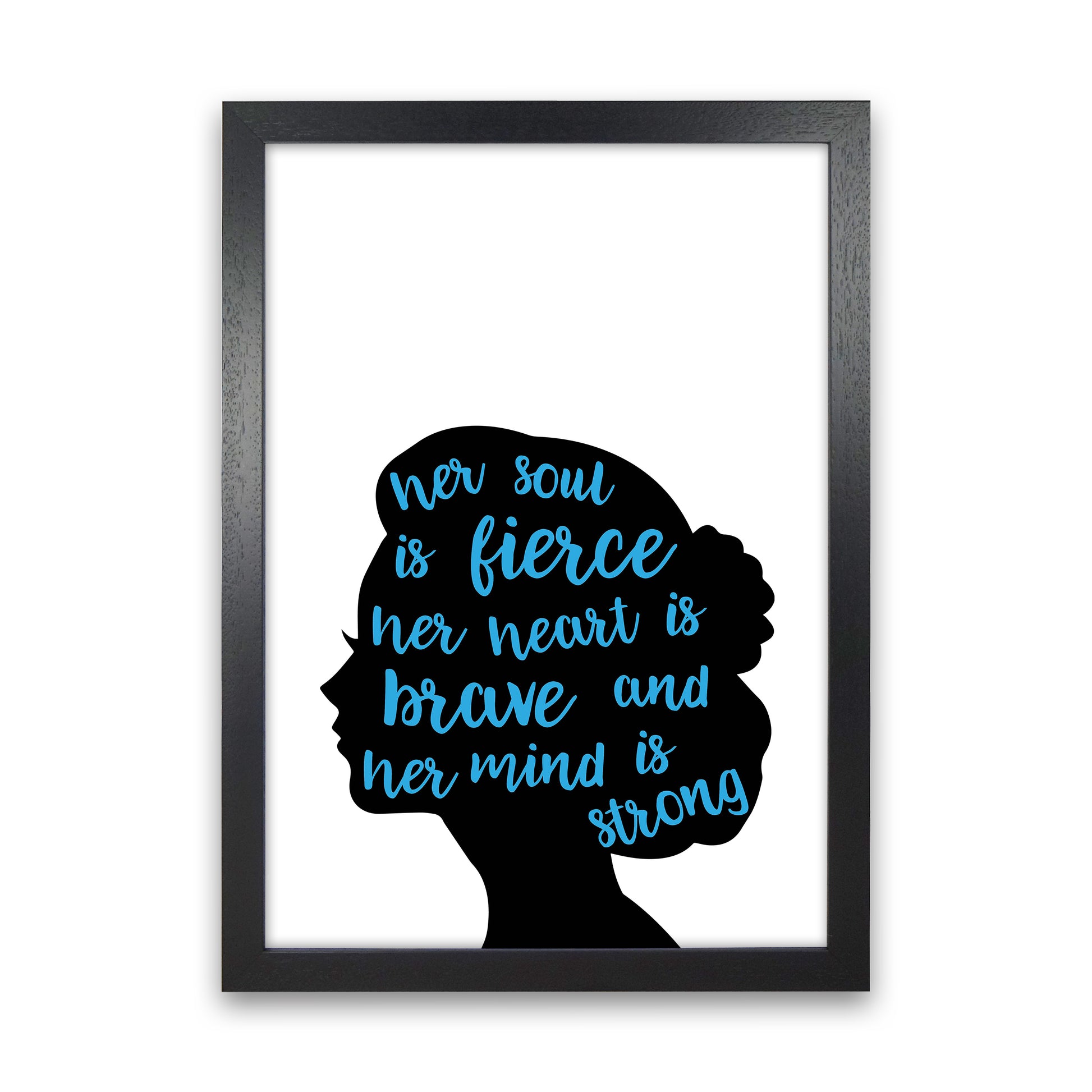 Her Soul Is Fierce Blue  Art Print by Pixy Paper Black Grain
