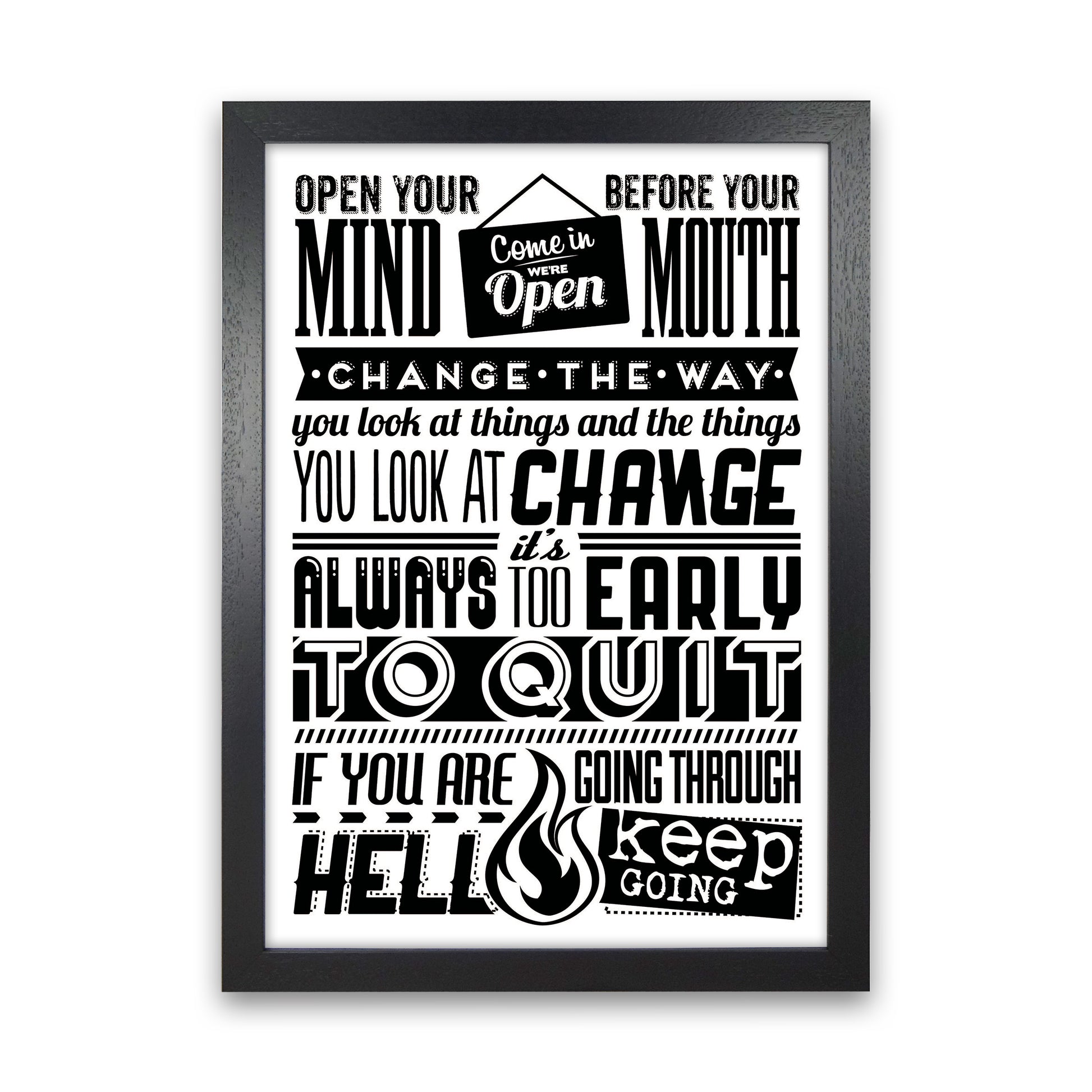 Open Your Mind Vintage  Art Print by Pixy Paper Black Grain