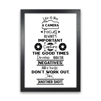 Life Is Like A Camera  Art Print by Pixy Paper Black Grain