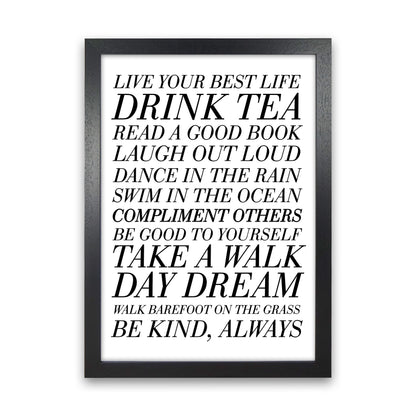 Live Your Best Life  Art Print by Pixy Paper Black Grain