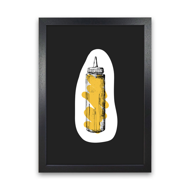Kitchen Pop Mustard Off Black Art Print by Pixy Paper Black Grain