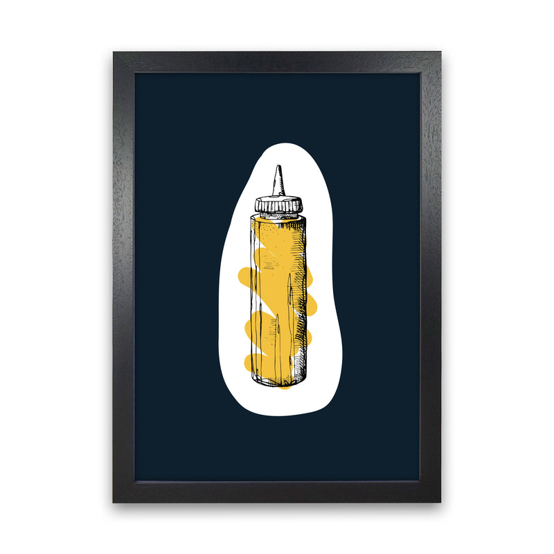 Kitchen Pop Mustard Navy Art Print by Pixy Paper Black Grain