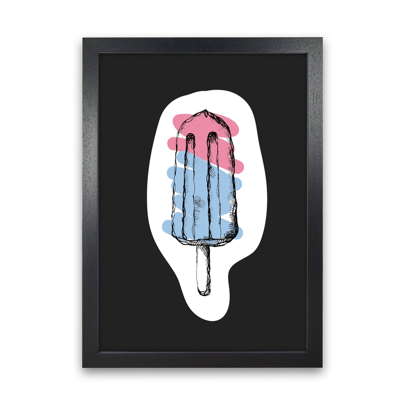 Kitchen Pop Ice Lolly Off Black Art Print by Pixy Paper Black Grain