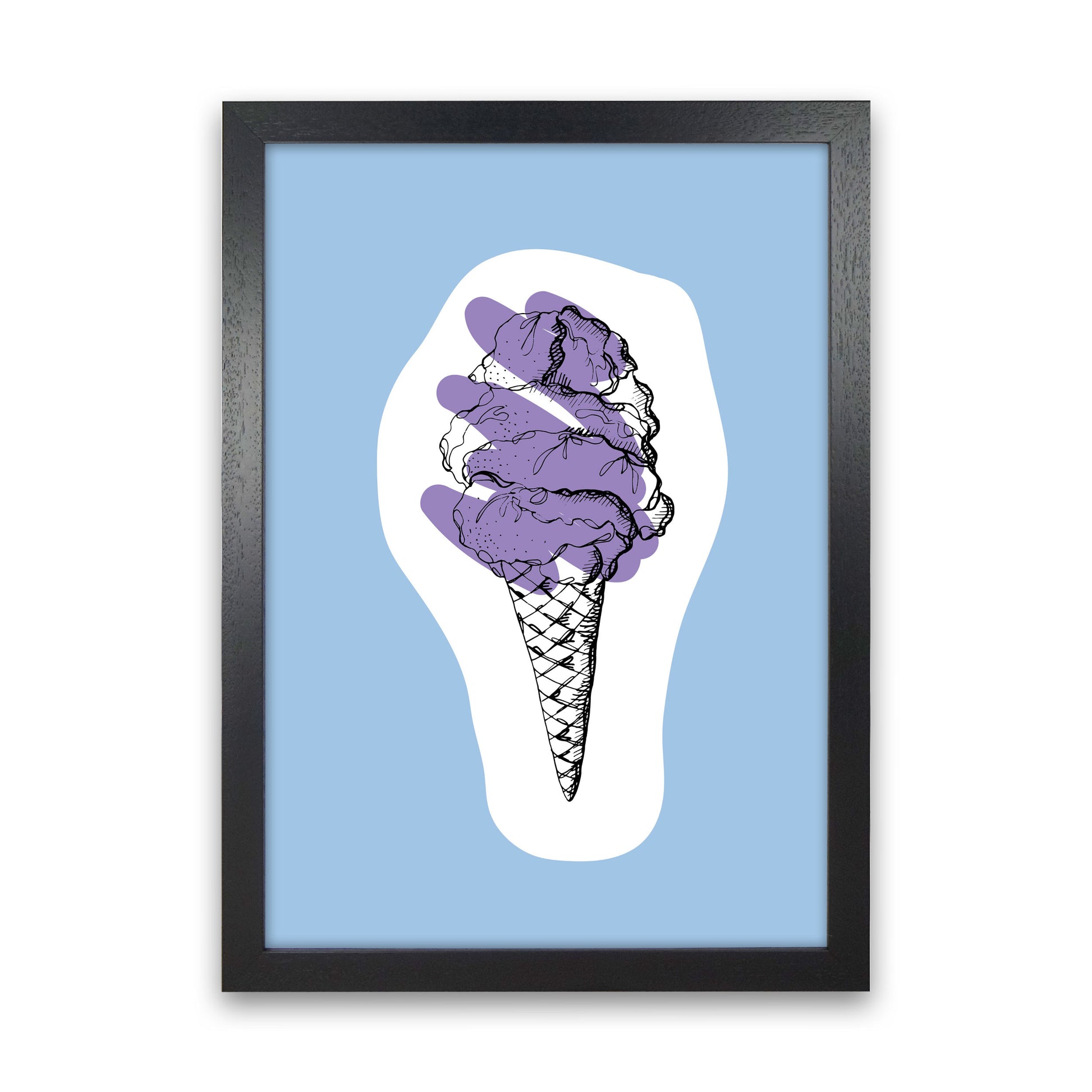 Kitchen Pop Ice Cream Blue Art Print by Pixy Paper Black Grain