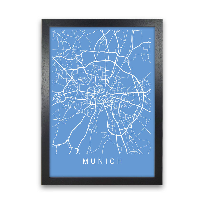 Munich Map Blueprint Art Print by Pixy Paper Black Grain