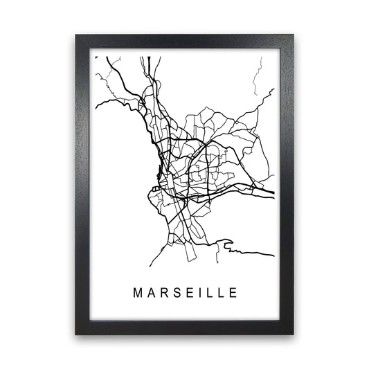 Marseille Map Art Print by Pixy Paper Black Grain
