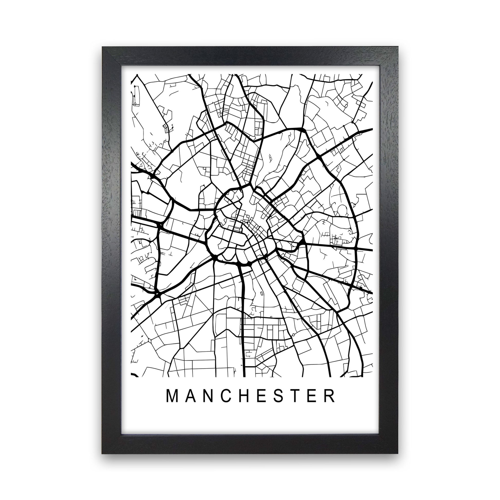 Manchester Map Art Print by Pixy Paper Black Grain