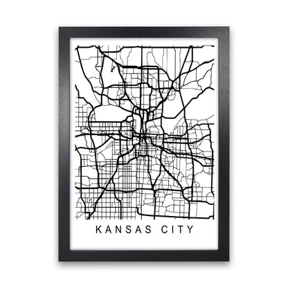 Kansas City Map Art Print by Pixy Paper Black Grain