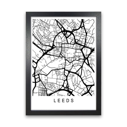 Leeds Map Art Print by Pixy Paper Black Grain