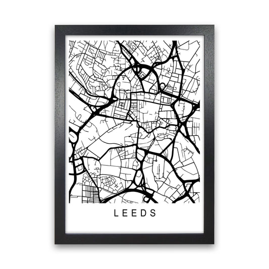 Leeds Map Art Print by Pixy Paper Black Grain
