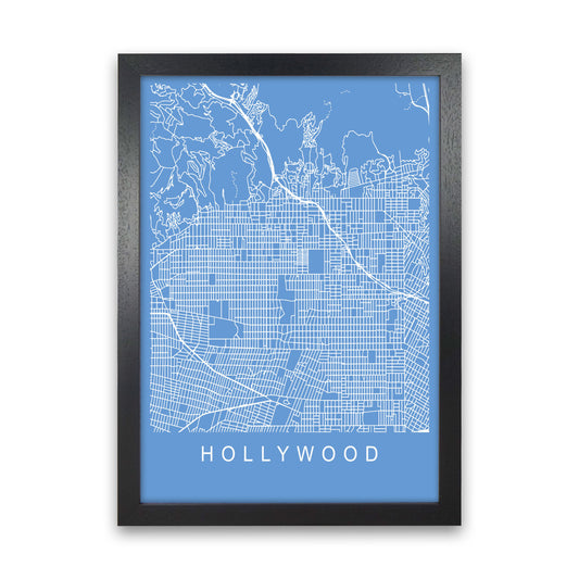Hollywood Map Blueprint Art Print by Pixy Paper Black Grain