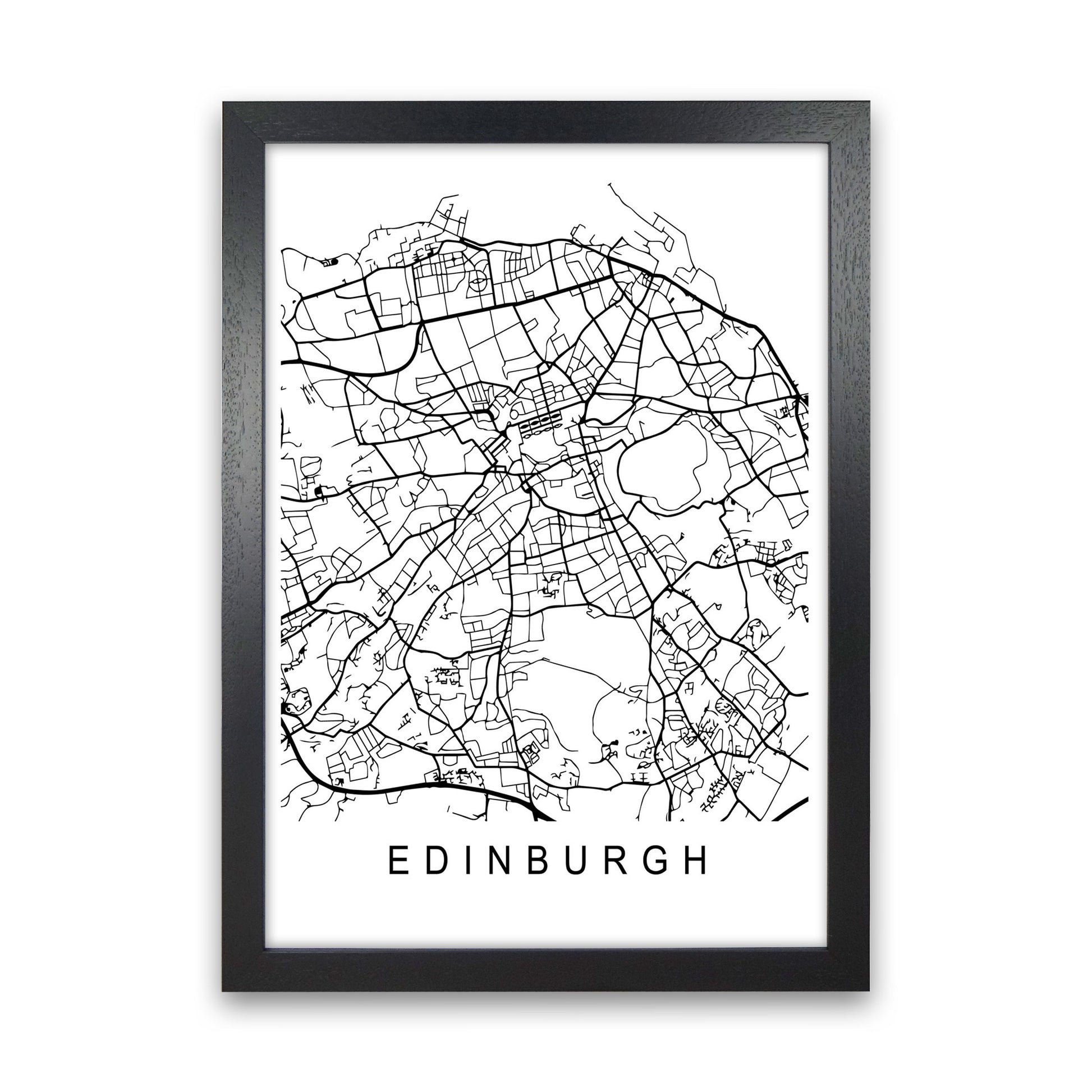 Edinburgh Map Art Print by Pixy Paper Black Grain