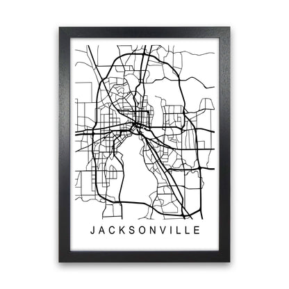 Jacksonville Map Art Print by Pixy Paper Black Grain