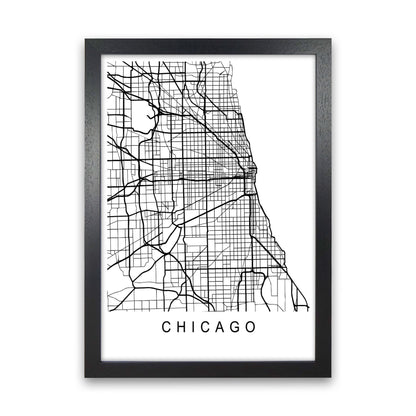 Chicago Map Art Print by Pixy Paper Black Grain