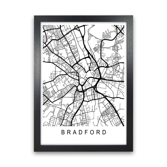 Bradford Map Art Print by Pixy Paper Black Grain