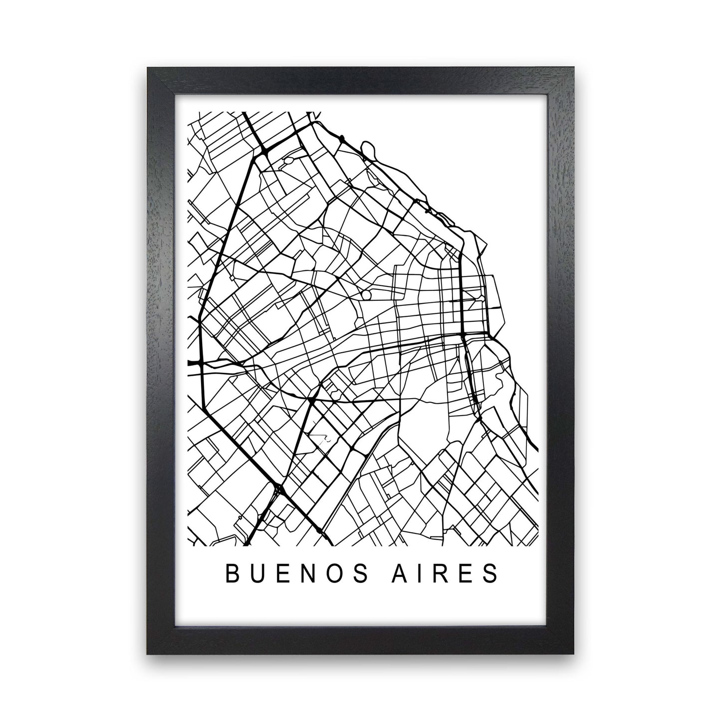 Buenos Aires Map Art Print by Pixy Paper Black Grain