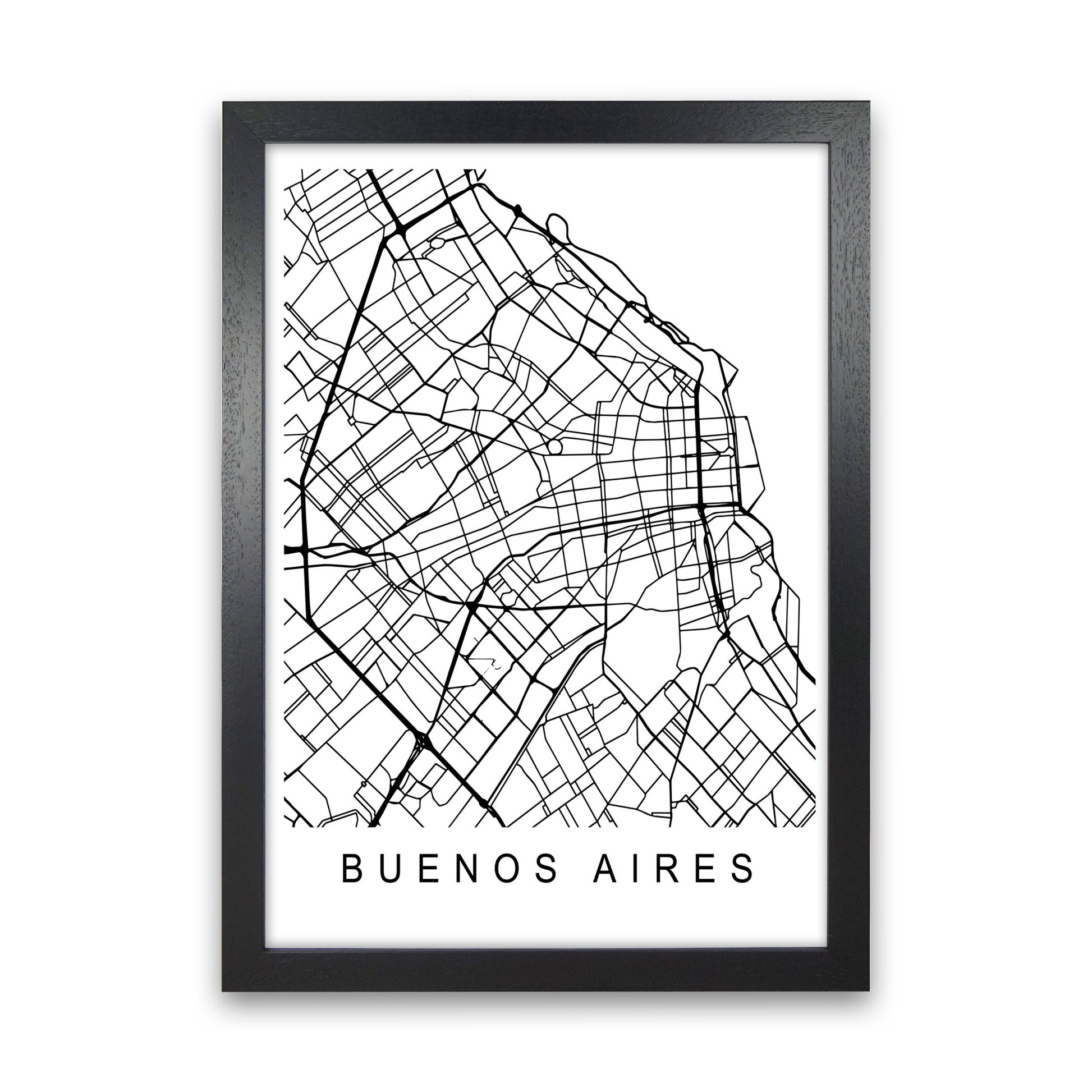 Buenos Aires Map Art Print by Pixy Paper Black Grain