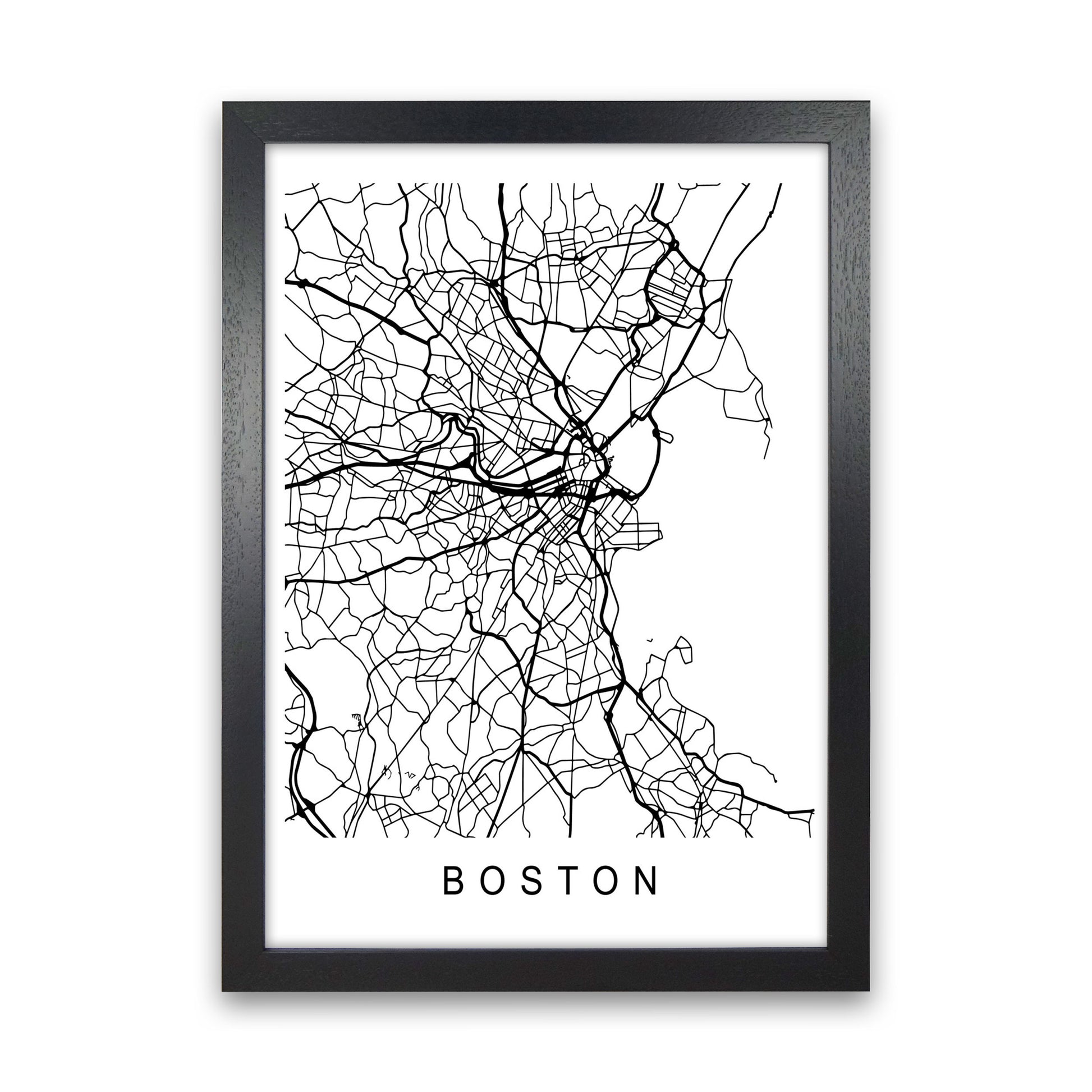 Boston Map Art Print by Pixy Paper Black Grain