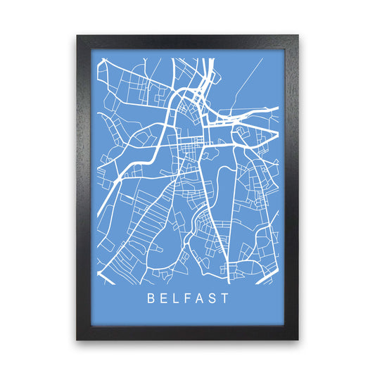 Belfast Map Blueprint Art Print by Pixy Paper Black Grain