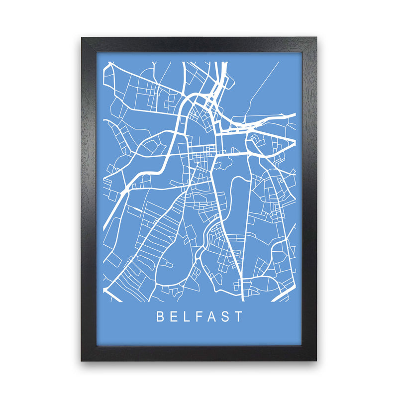 Belfast Map Blueprint Art Print by Pixy Paper Black Grain