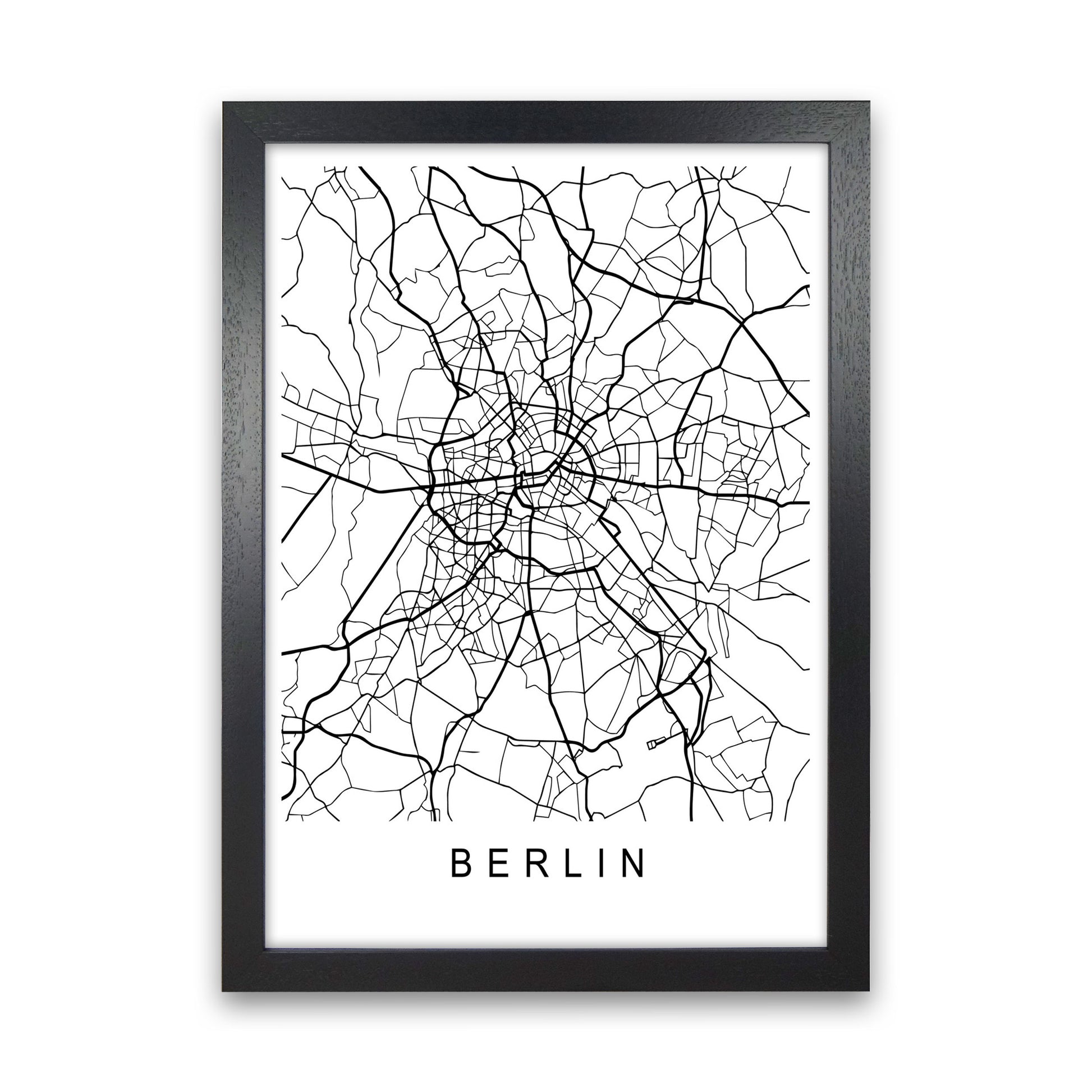 Berlin Map Art Print by Pixy Paper Black Grain