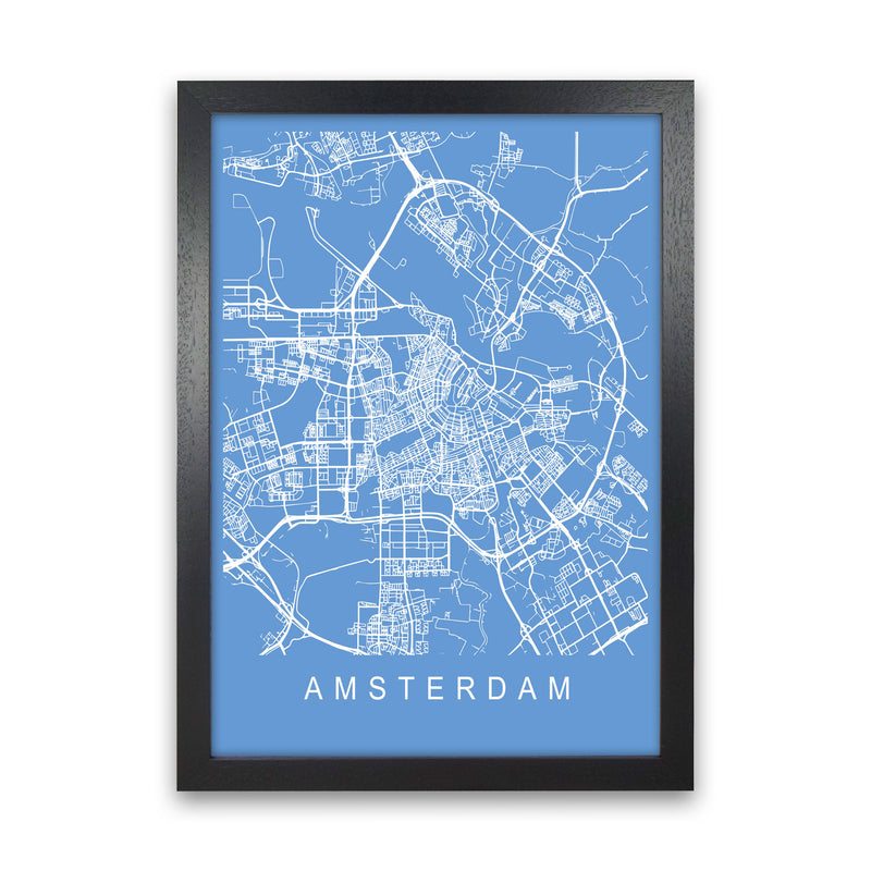 Amsterdam Map Blueprint Art Print by Pixy Paper Black Grain