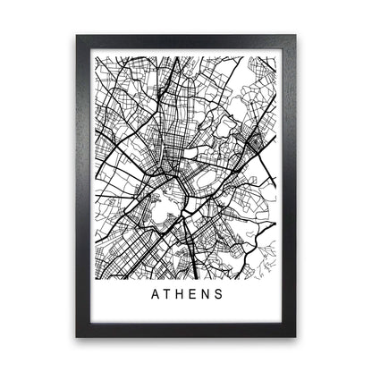 Athens Map Art Print by Pixy Paper Black Grain