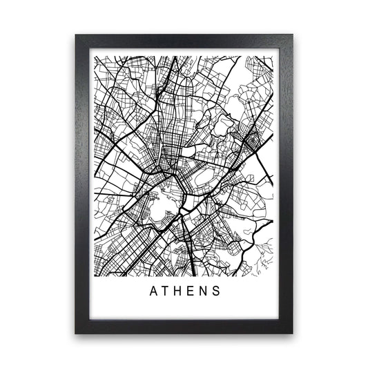 Athens Map Art Print by Pixy Paper Black Grain
