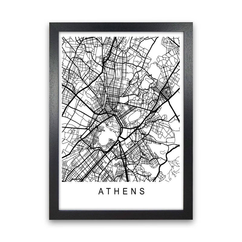 Athens Map Art Print by Pixy Paper Black Grain