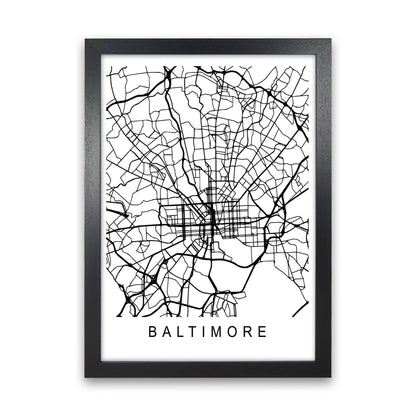 Baltimore Map Art Print by Pixy Paper Black Grain