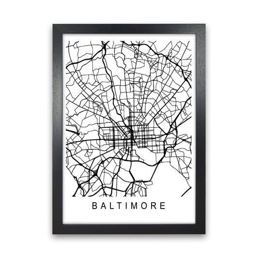 Baltimore Map Art Print by Pixy Paper Black Grain