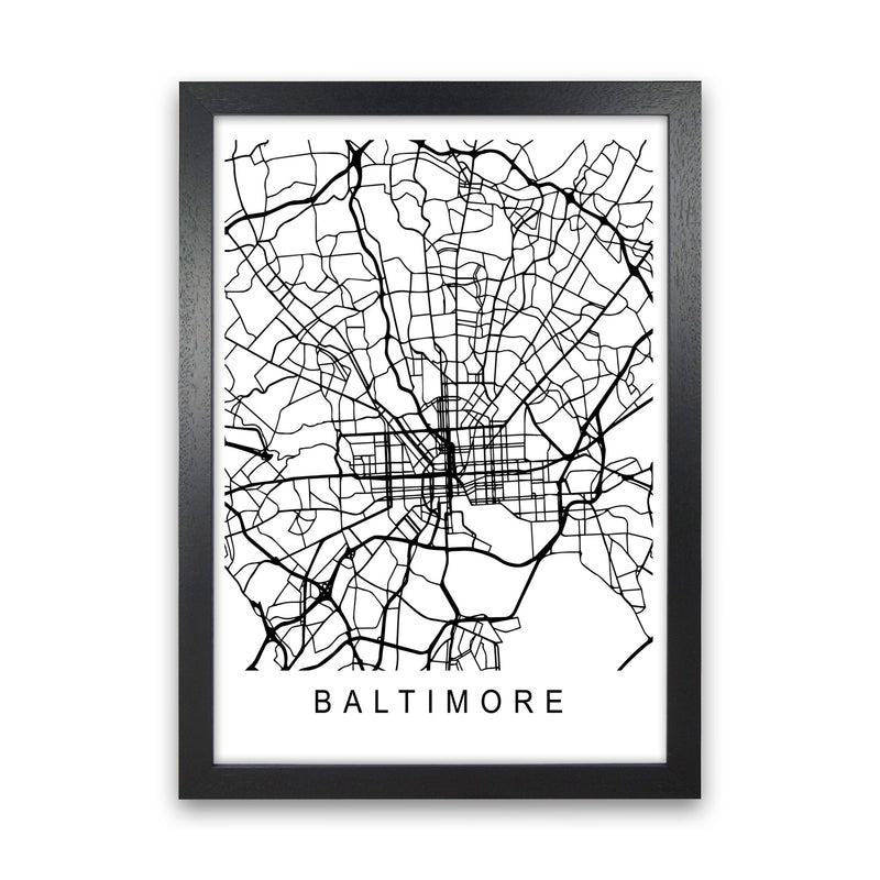 Baltimore Map Art Print by Pixy Paper Black Grain