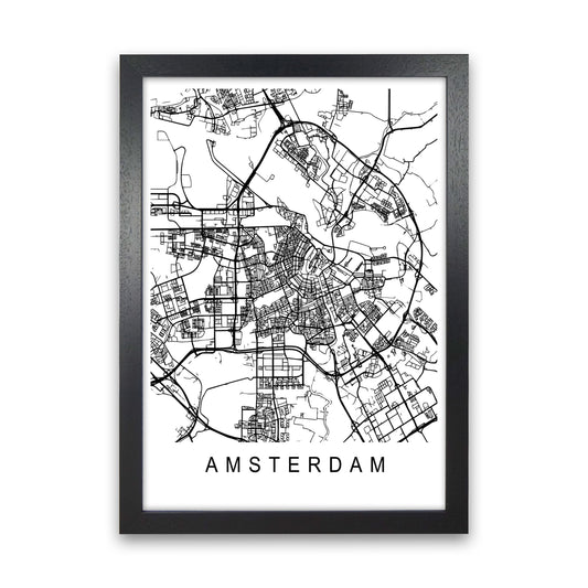 Amsterdam Map Art Print by Pixy Paper Black Grain
