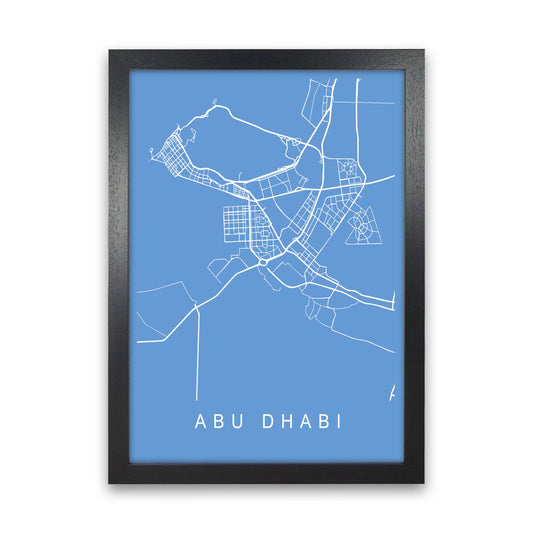 Abu Dhabi Map Blueprint Art Print by Pixy Paper Black Grain