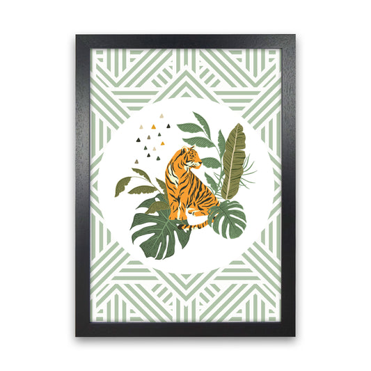 Wild Collection Aztec Tiger Art Print by Pixy Paper Black Grain