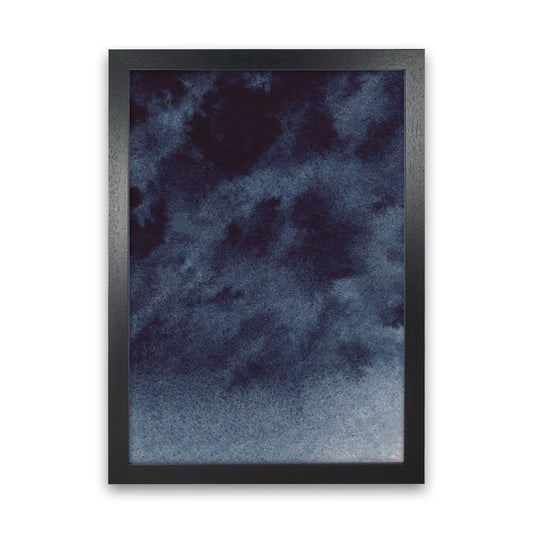 Sand Navy Watercolour Art Print by Pixy Paper Black Grain