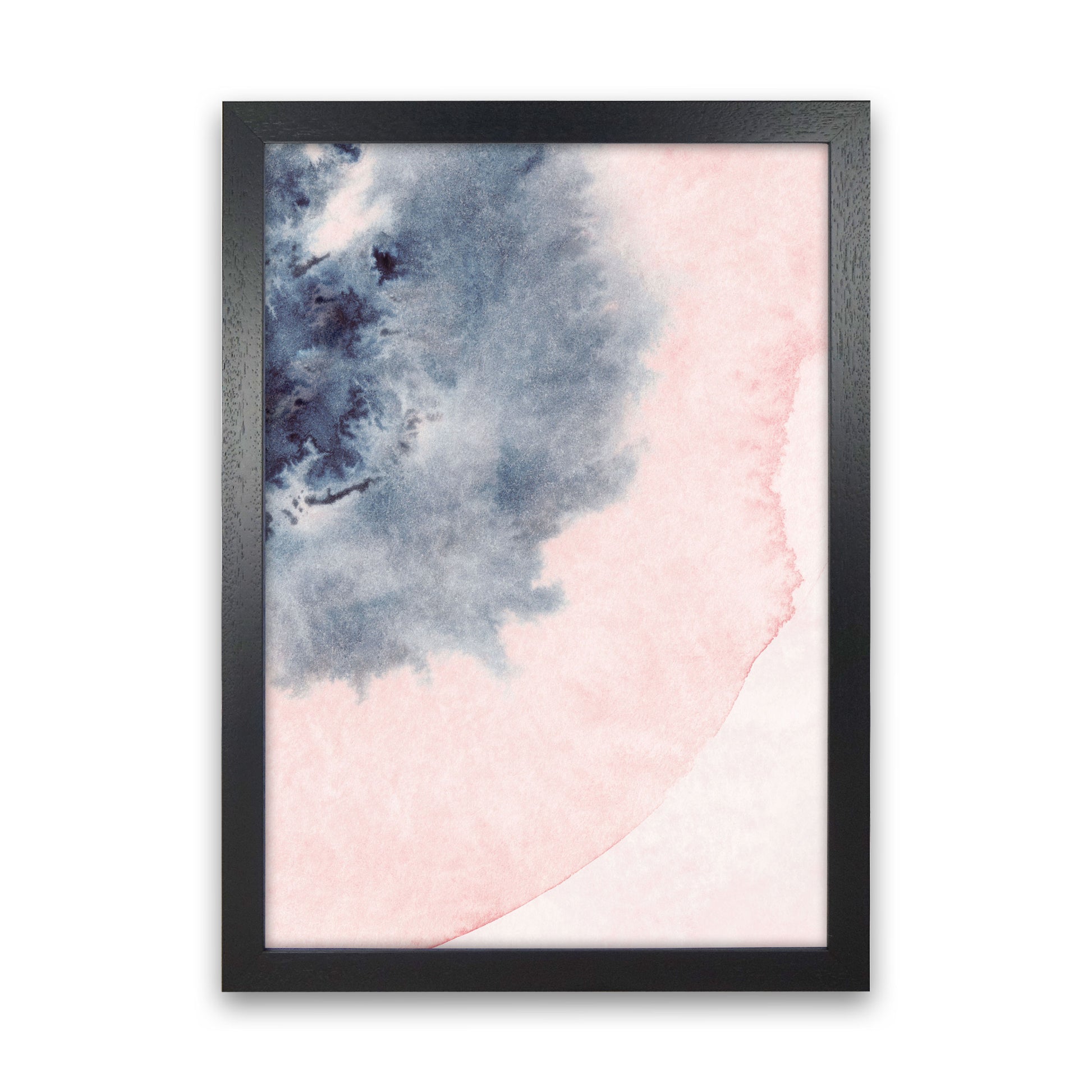 Sand Pink and Navy Watercolour 05 Art Print by Pixy Paper Black Grain