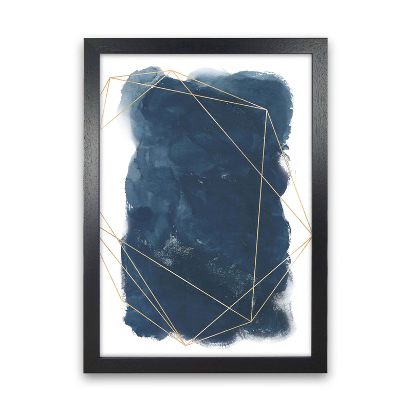 Aztec Navy Watercolour Art Print by Pixy Paper Black Grain