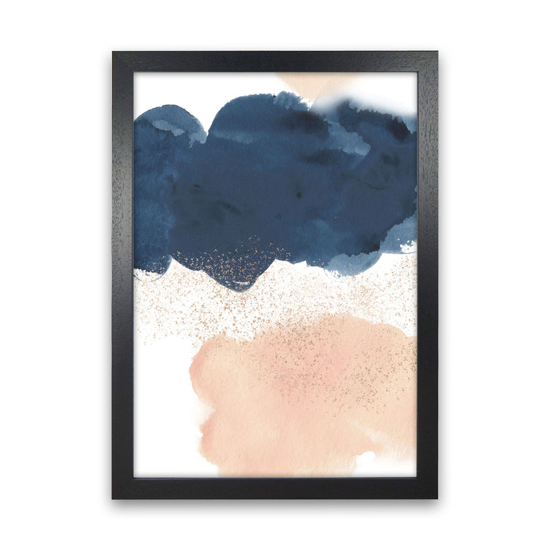 Aztec Blush and Navy Watercolour 03 Art Print by Pixy Paper Black Grain