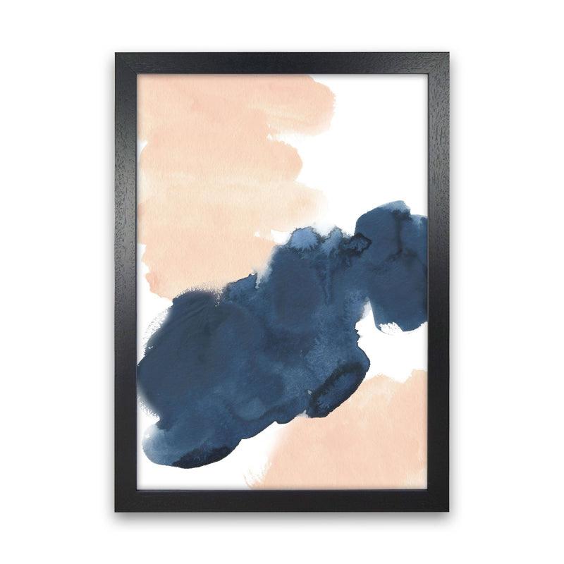 Aztec Blush and Navy Watercolour 02 Art Print by Pixy Paper Black Grain