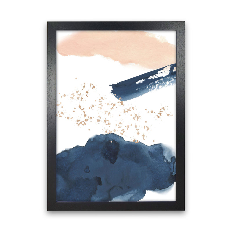Aztec Blush and Navy Watercolour 01 Art Print by Pixy Paper Black Grain