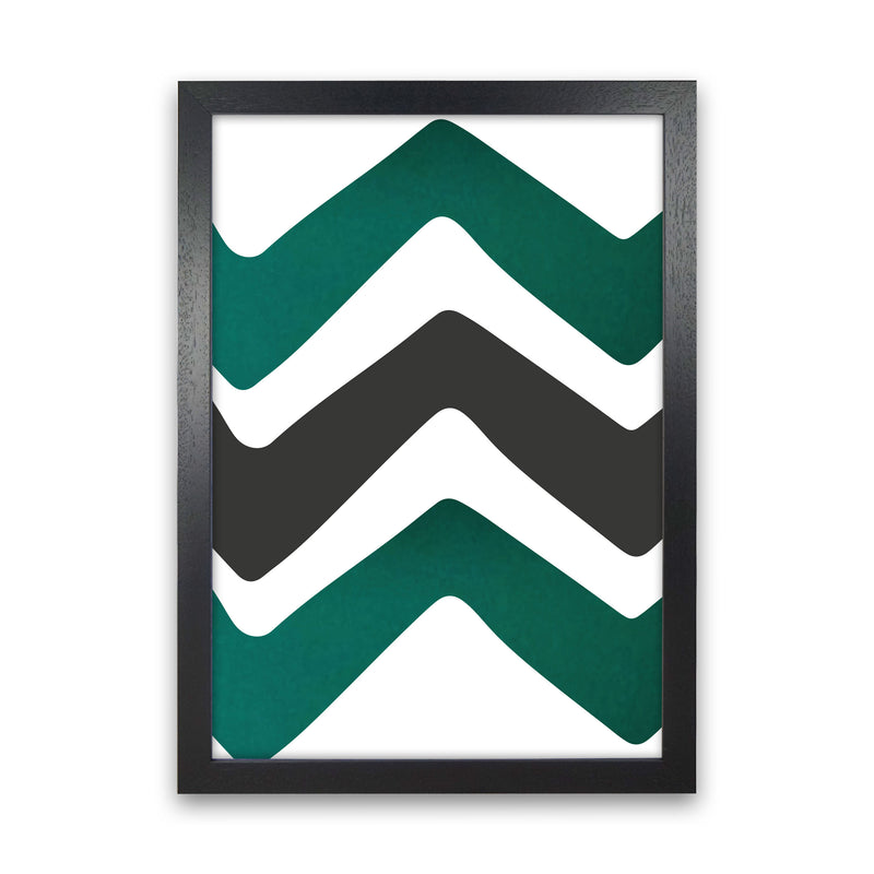Zig zags emerald Art Print by Pixy Paper Black Grain