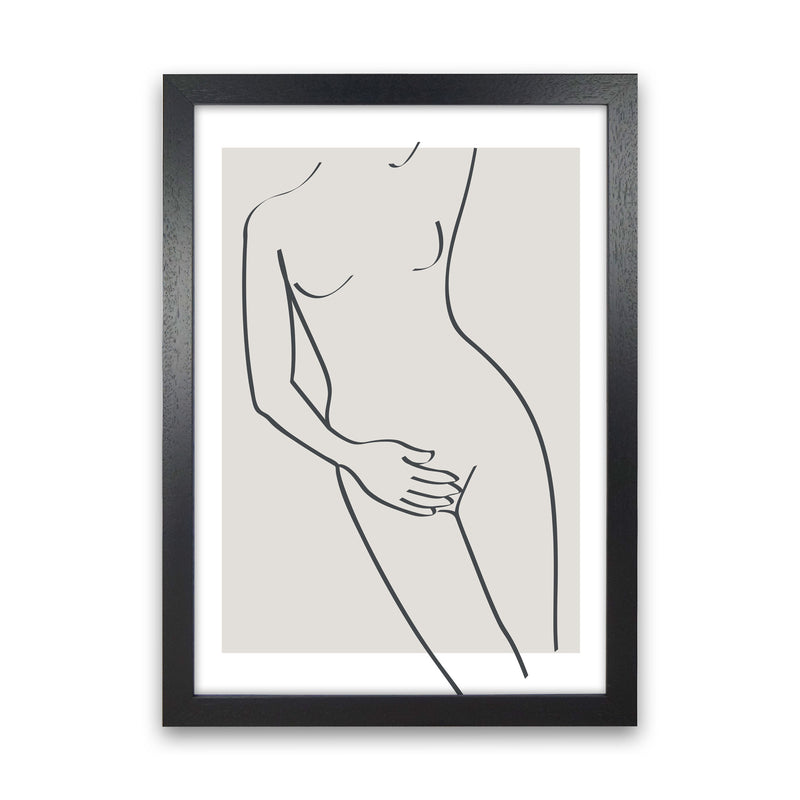 Inspired Stone Woman Line Art Black Art Print by Pixy Paper Black Grain