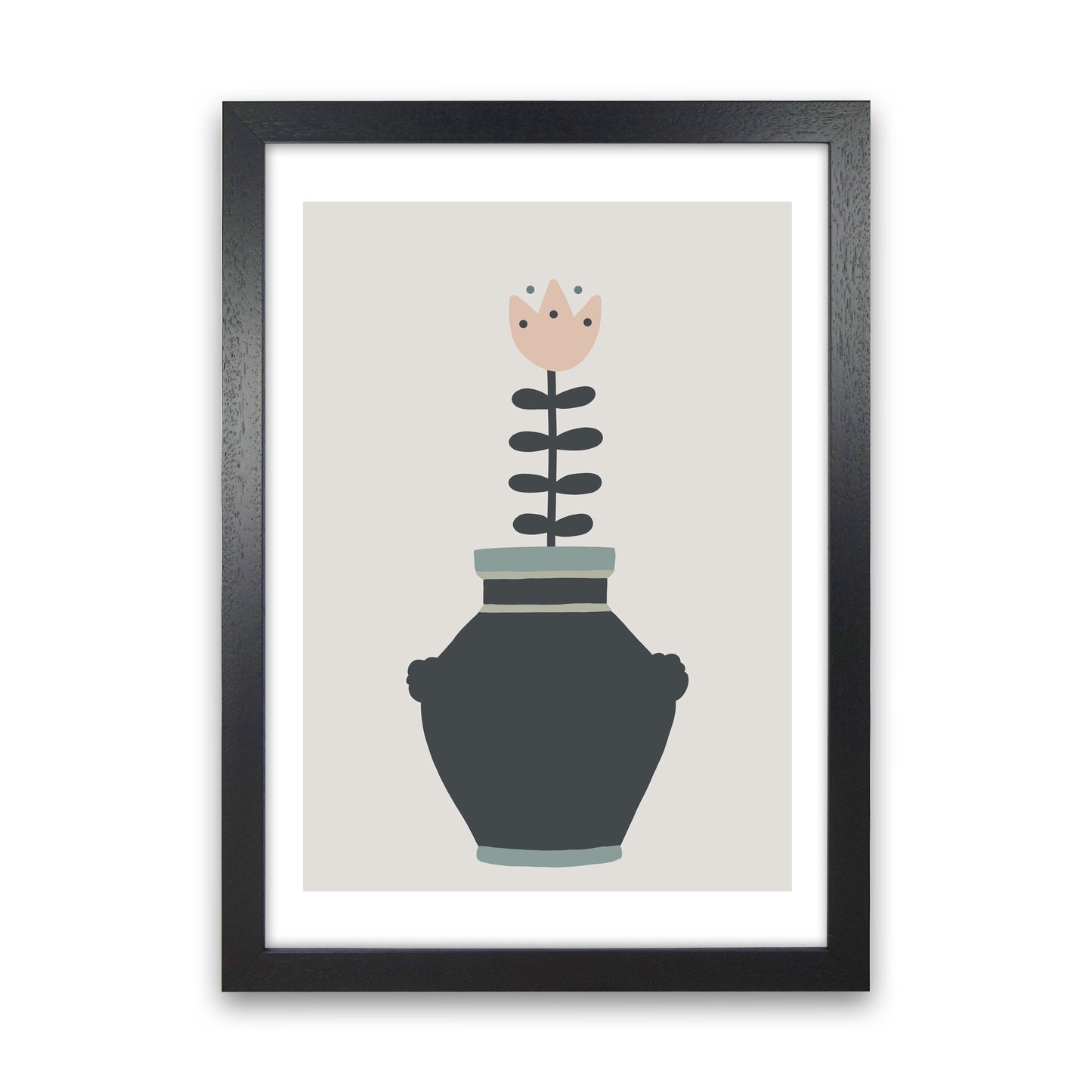 Inspired Plant Pot Stone Art Print by Pixy Paper Black Grain